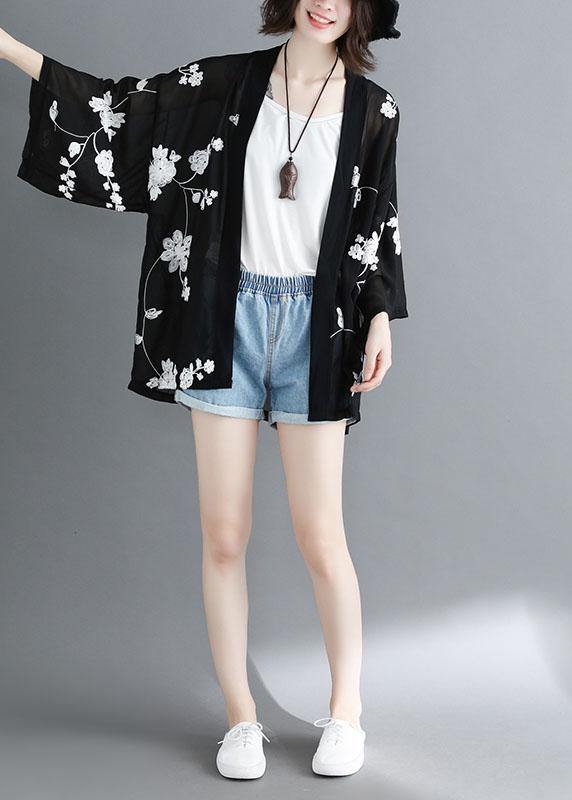 Plus Size Black Bat Wing Sleeve Summer Long Sleeve Cardigans