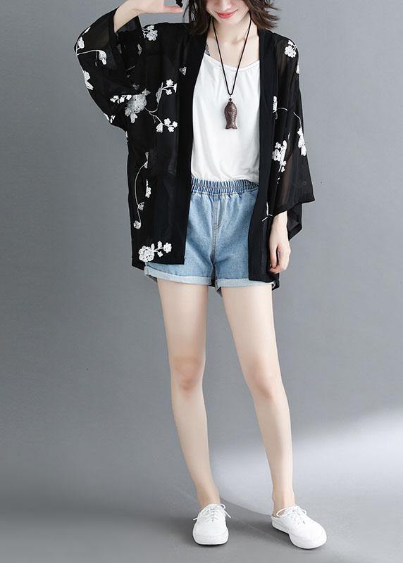 Plus Size Black Bat Wing Sleeve Summer Long Sleeve Cardigans