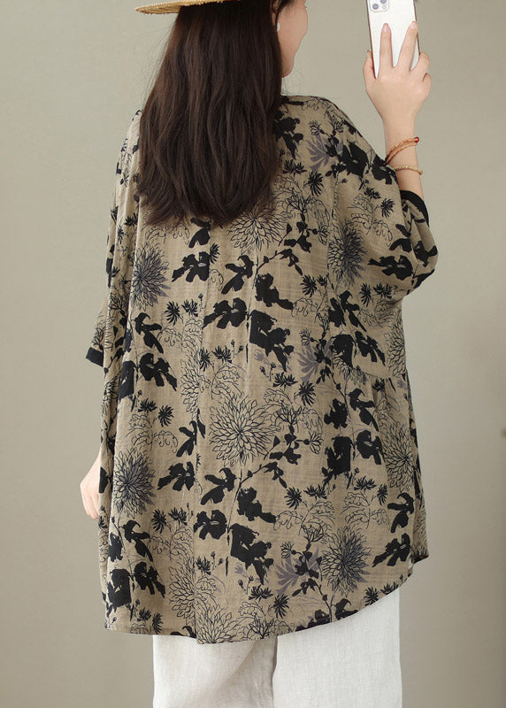 Plus Size Black O-Neck Print Top Half Sleeve