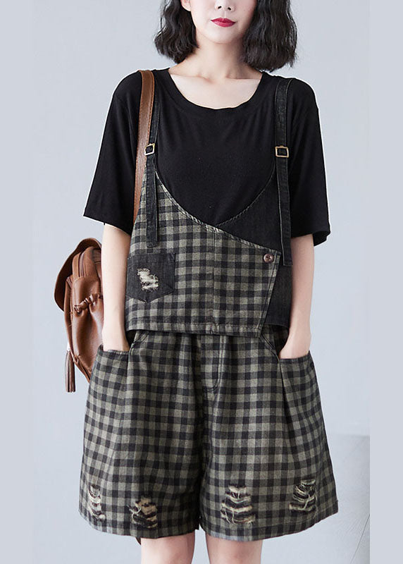 Plus Size Black Plaid Patchwork Fall Two Piece Set Women Clothing