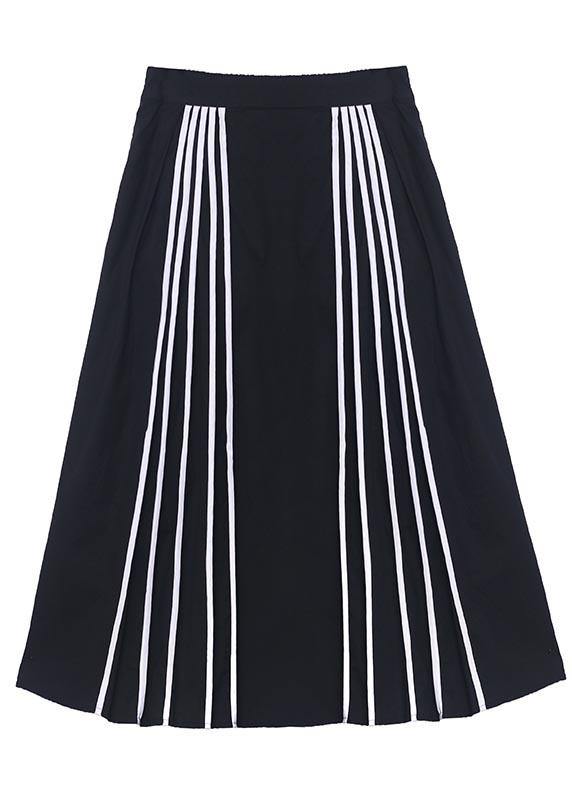 Plus Size Black Striped High Waist A Line Summer Skirts