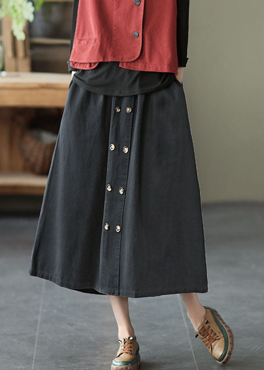 Plus Size Black elastic waist A Line Skirts Spring