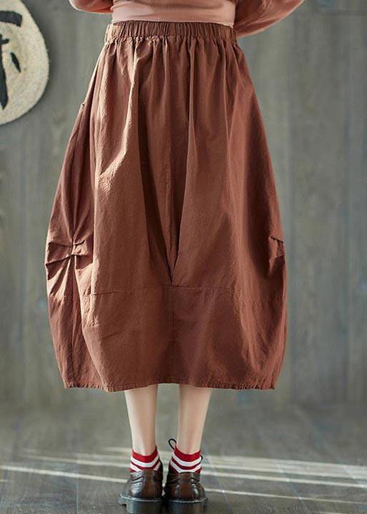 Plus Size Orange Cinched lantern Cotton Linen Skirts Summer