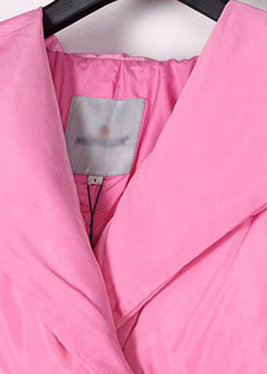 Plus Size Pink hooded drawstring Winter Duck Down Coat