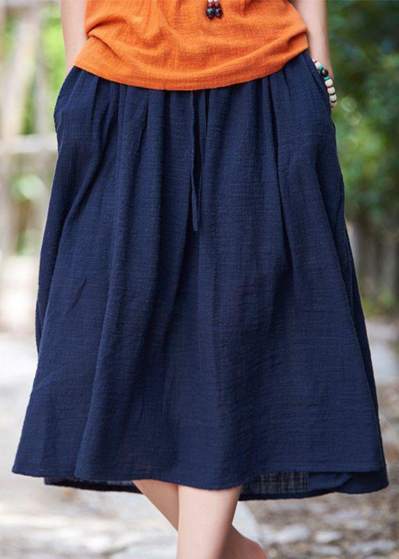 Retro Cotton And Hemp Baggy Thin tight Waist Skirt