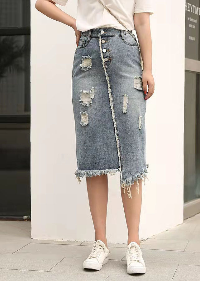 Retro Casual Large Elastic Waist 2025 Spring New Denim Skirt