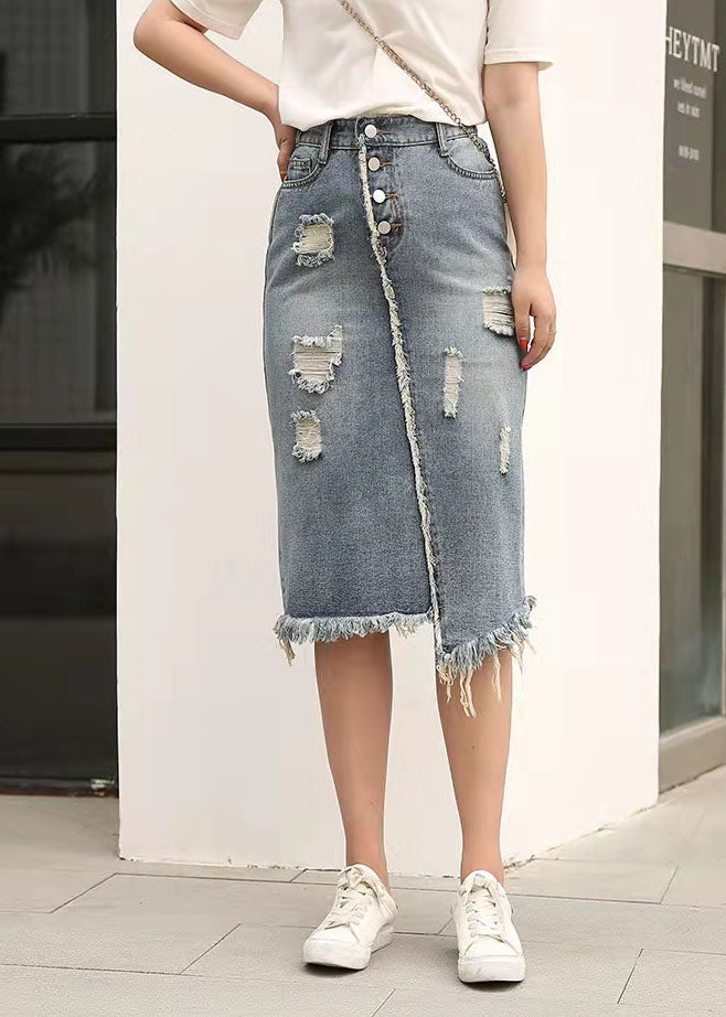 Retro Casual Large Elastic Waist 2025 Spring New Denim Skirt