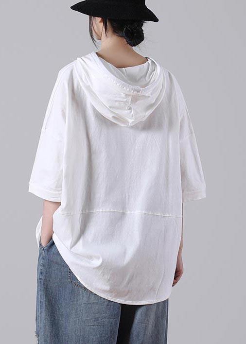 Simple White Half Sleeve Cotton Tops Summer