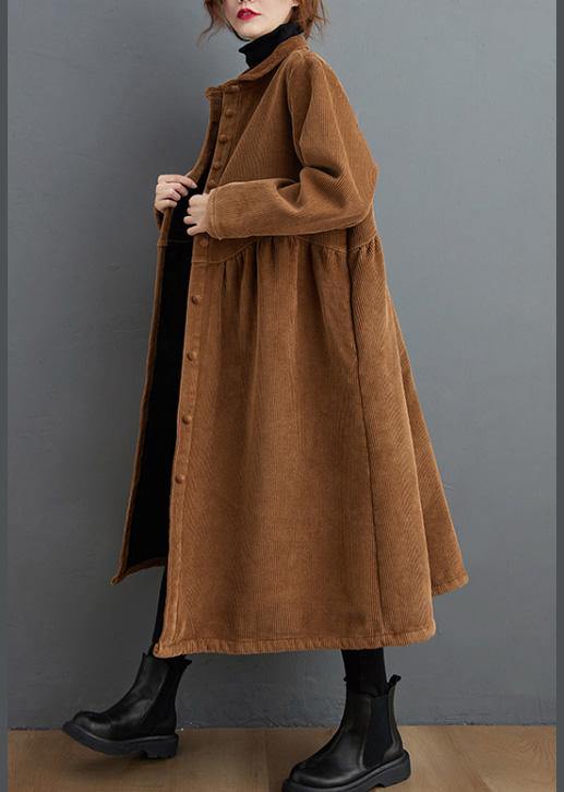 Simple brown Plus Size coats women pattern thick Cinched coats