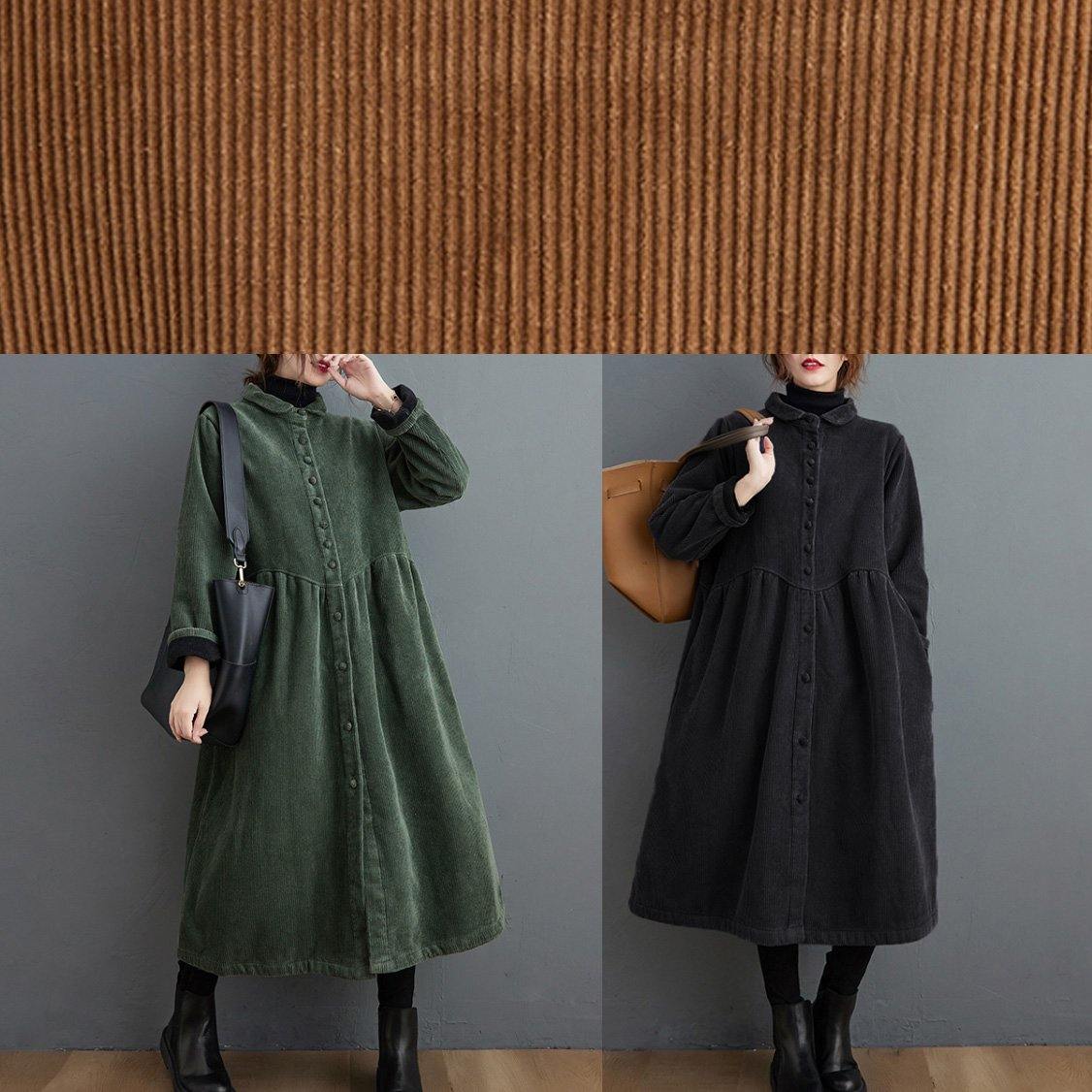 Simple brown Plus Size coats women pattern thick Cinched coats