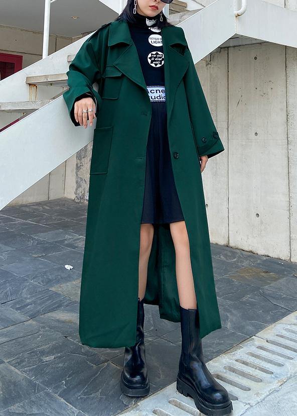 Simple green Fine tunics for women Wardrobes Notched tie waist fall coats