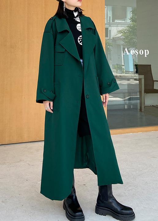 Simple green Fine tunics for women Wardrobes Notched tie waist fall coats