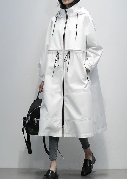 Simple hooded zippered  clothes For Women white short coats