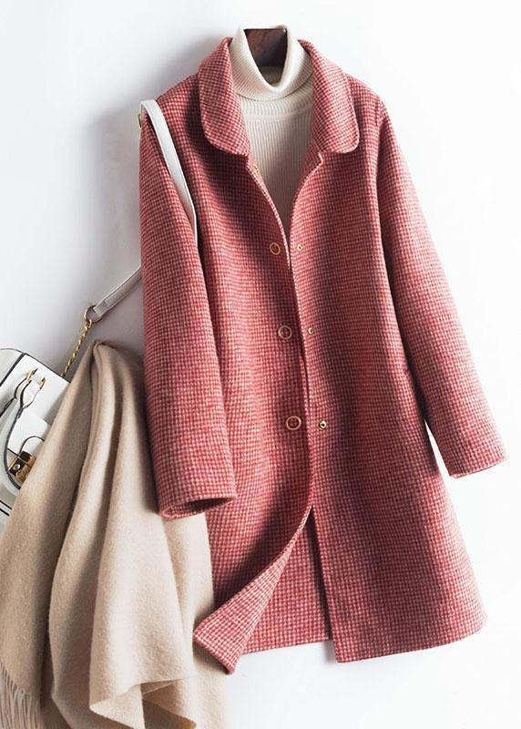 Simple lapel pockets Fashion trench coat rose plaid box jackets