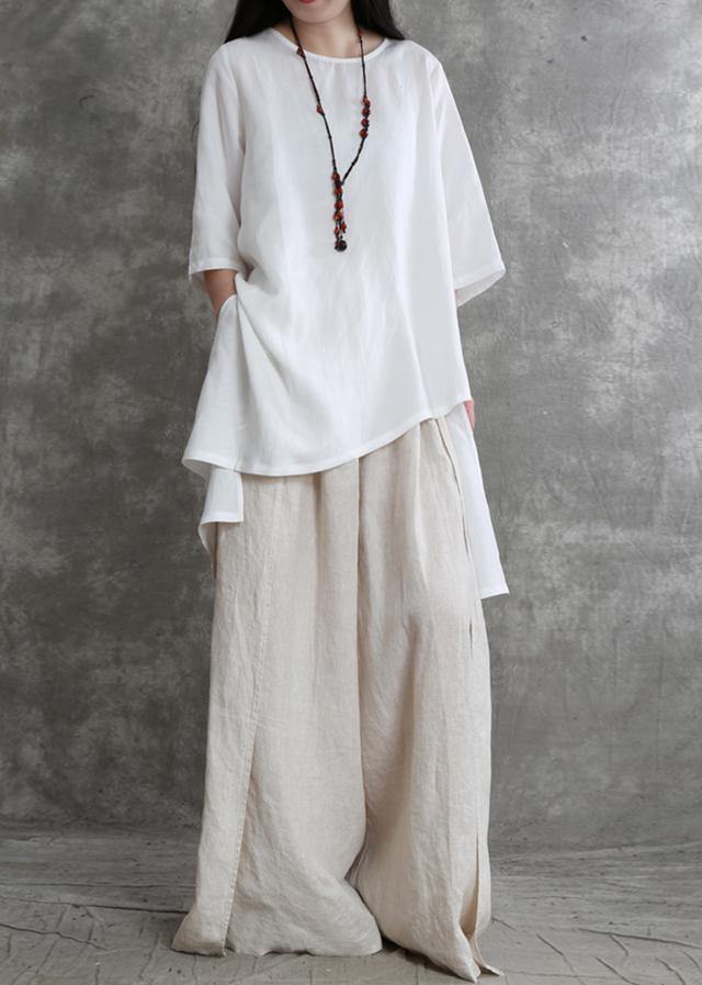 Simple two-piece female summer loose loose white shirt wide-leg pants