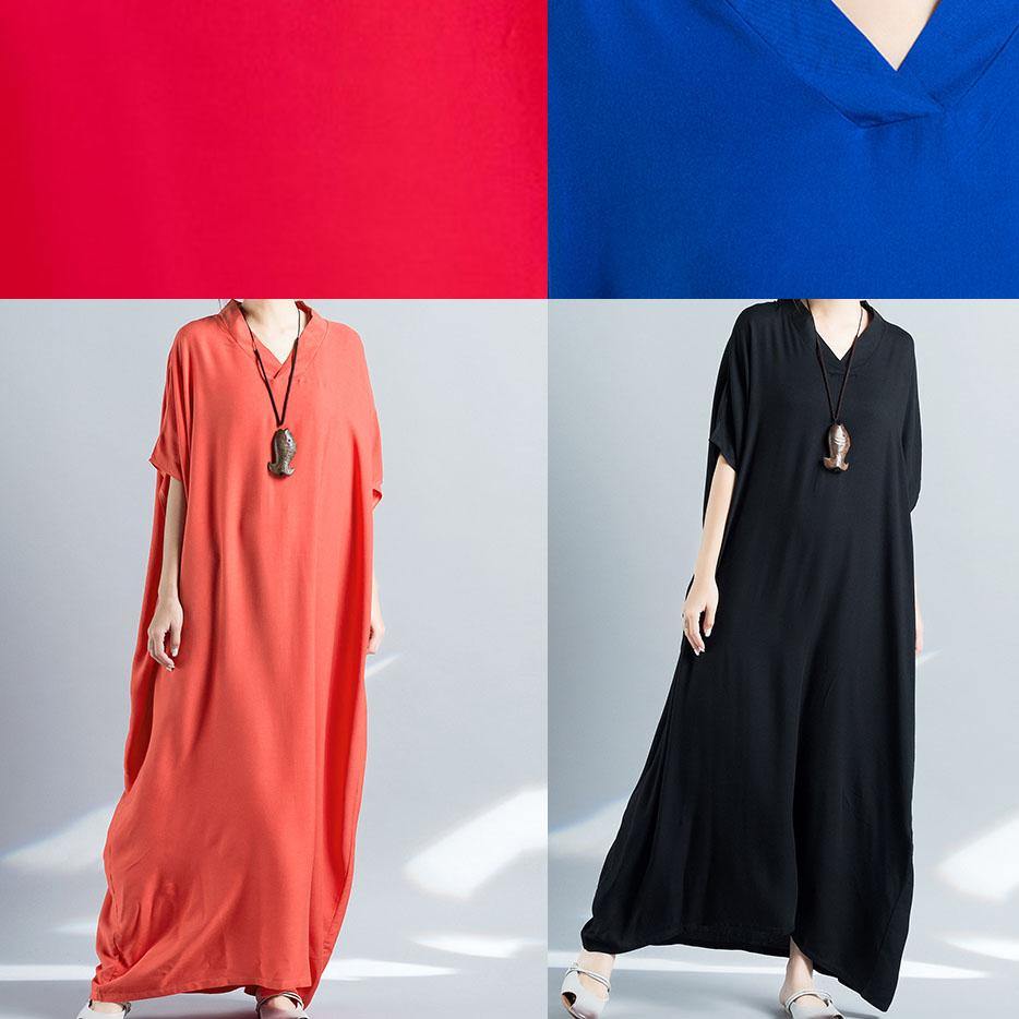 Simple v neck baggy cotton summer quilting dresses Runway rose Maxi Dress