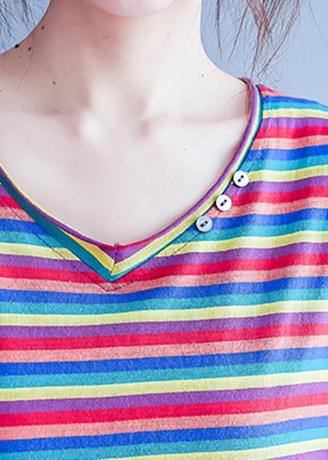 Simple v neck baggy shirts Wardrobes striped blouse