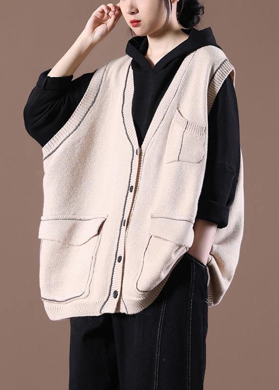 Spring New Chocolate Women's Korean Large Multi Pocket Knitted Vest