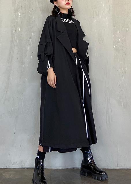 Style Notched pockets fine Long coat sblack oversized women coats