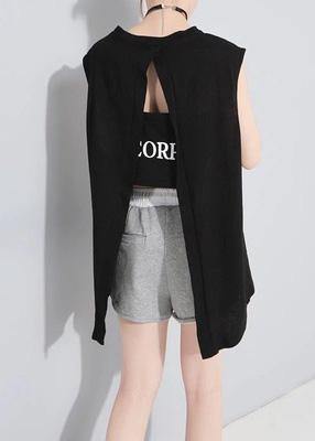 Style black cotton clothes For Women Backless cotton summer blouses