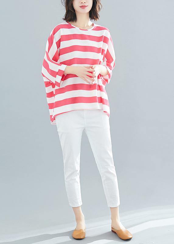 Style red striped chiffon clothes Vintage Wardrobes Batwing Sleeve Love Summer tops