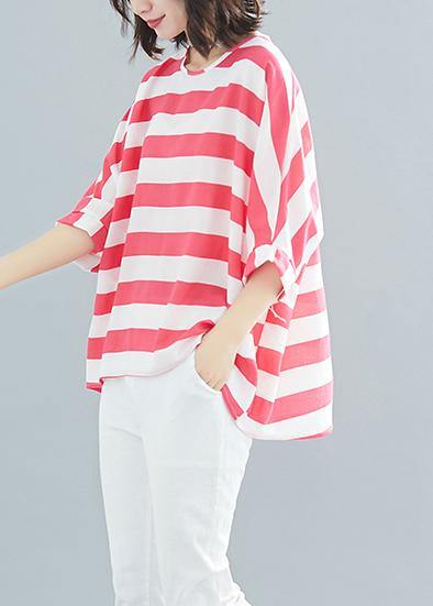 Style red striped chiffon clothes Vintage Wardrobes Batwing Sleeve Love Summer tops