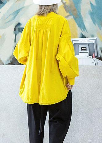 Style yellow Plus Size box short coat Photography drawstring hem fall outwear