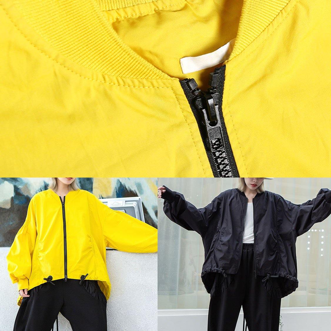 Style yellow Plus Size box short coat Photography drawstring hem fall outwear