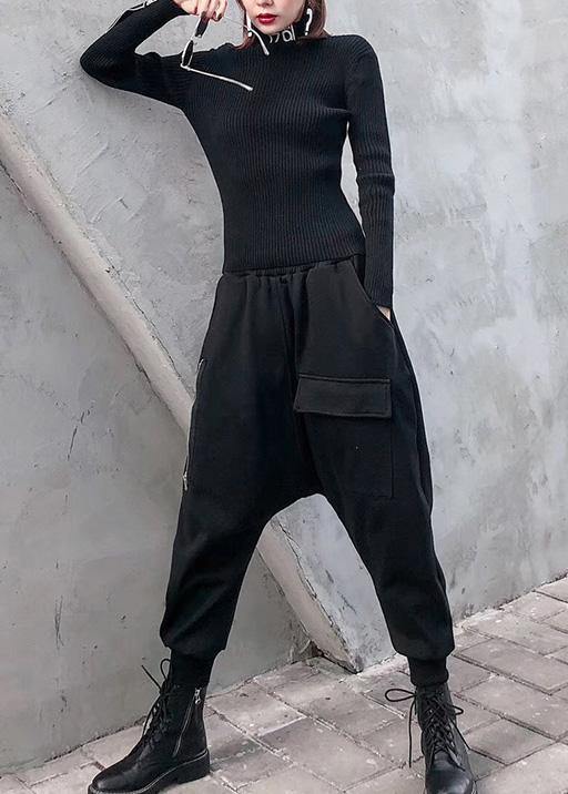 Style zippered black Wardrobes big pockets pant