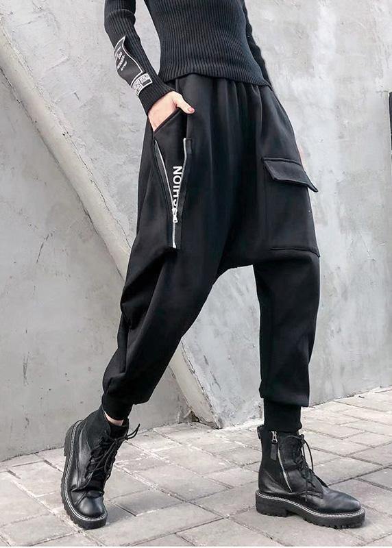 Style zippered black Wardrobes big pockets pant