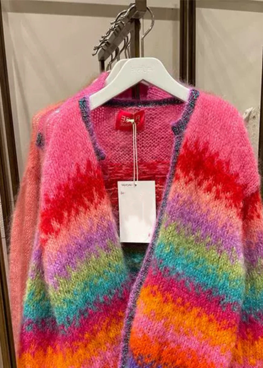 Stylish Multicolor V Neck Cozy Knit Cardigans Spring