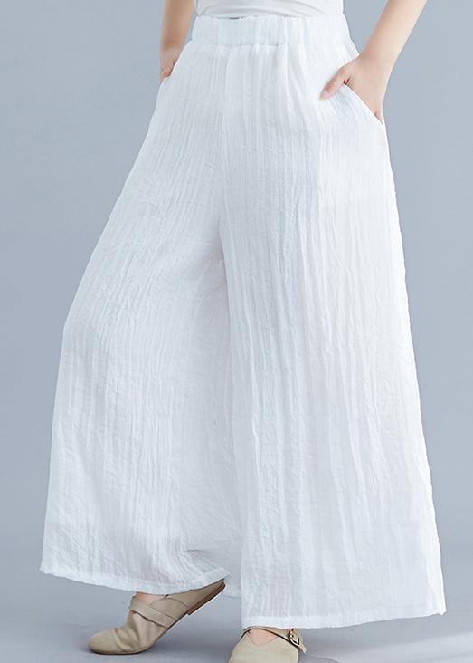 Summer new cotton and linen white wide leg pants loose yoga Chinese trousers