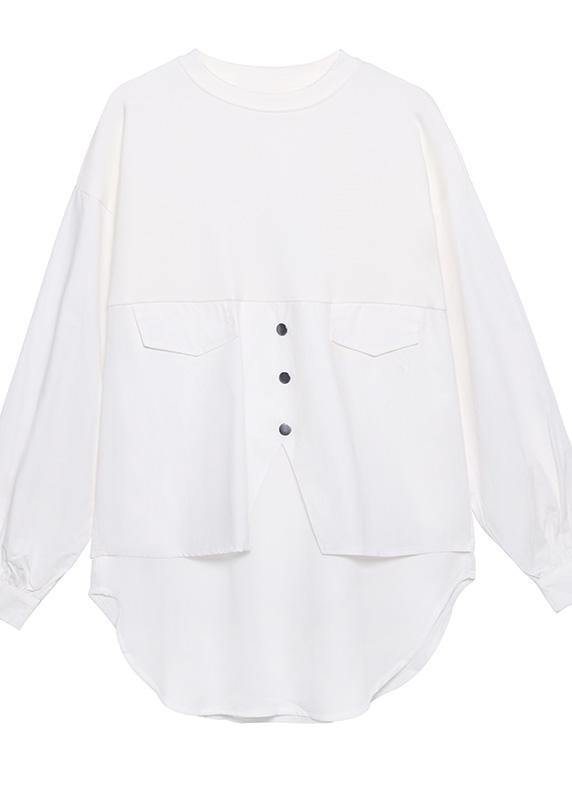 Unique Black Button Cotton Long Sleeve Spring Blouses