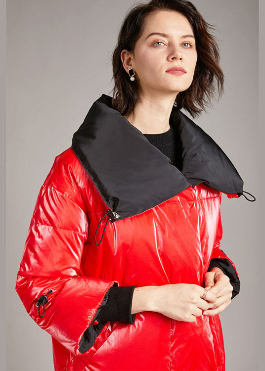 Unique Red zippered Nail bead fashion Winter Duck Down Coat