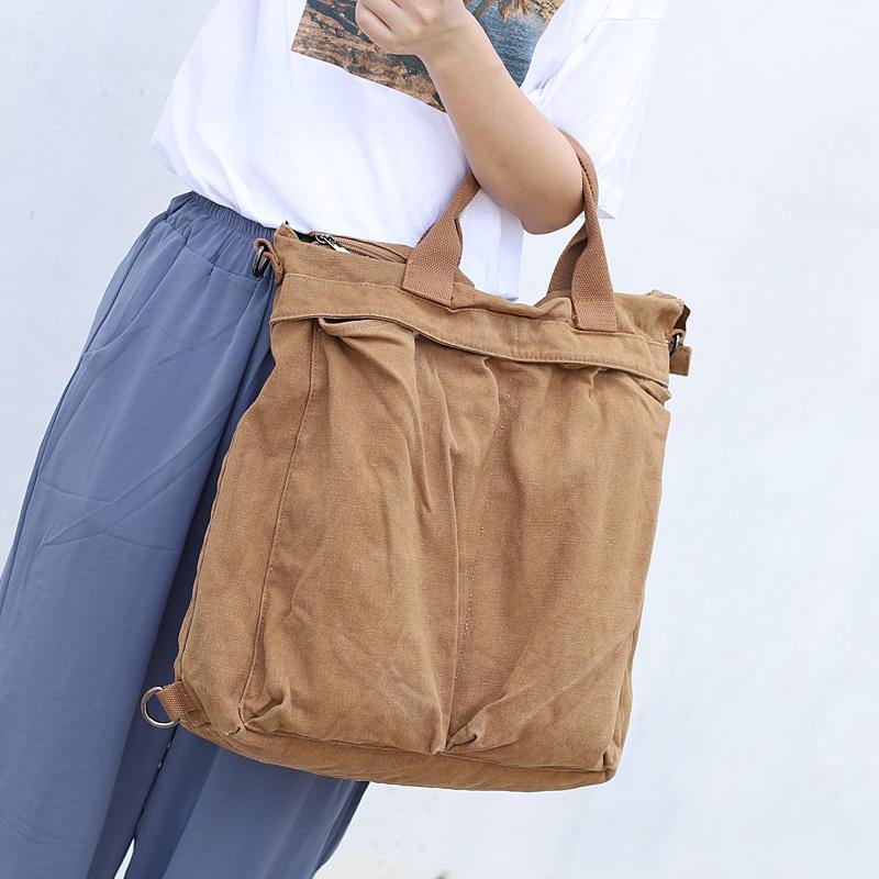 Unique Soft Surroundings Plus Size brown Canvas Square Backpack