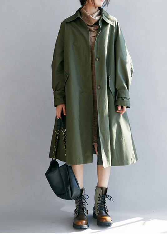 Unique army green Plus Size Long coats Tutorials lapel pockets fall women coats