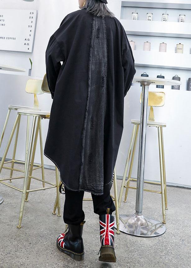 Unique asymmetric hem Fine outfit black Art women coats fall