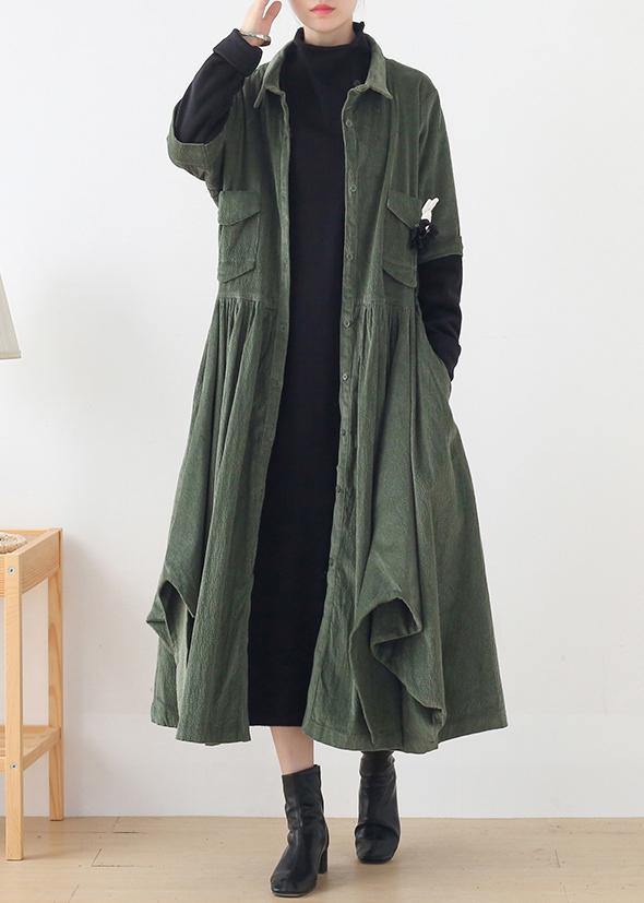 Unique green Fashion trench coat Tunic Tops false two pieces spring coats