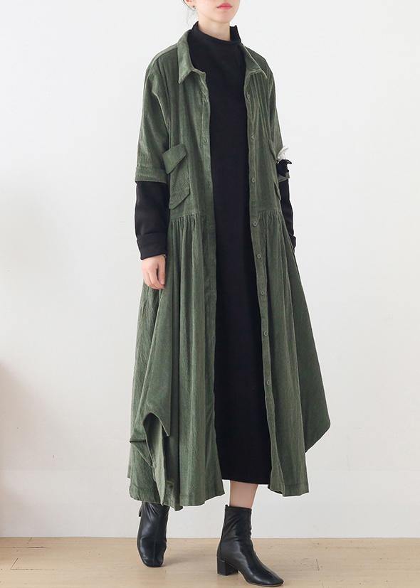 Unique green Fashion trench coat Tunic Tops false two pieces spring coats