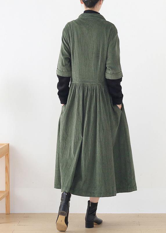 Unique green Fashion trench coat Tunic Tops false two pieces spring coats