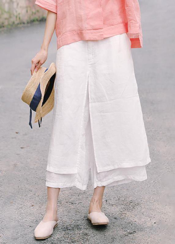 Unique linen pants women Casual Double Layer Plus Size White Wide Leg Pants