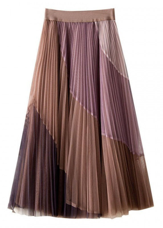 Vintage Purple Casual Print Pleated Fall Skirts