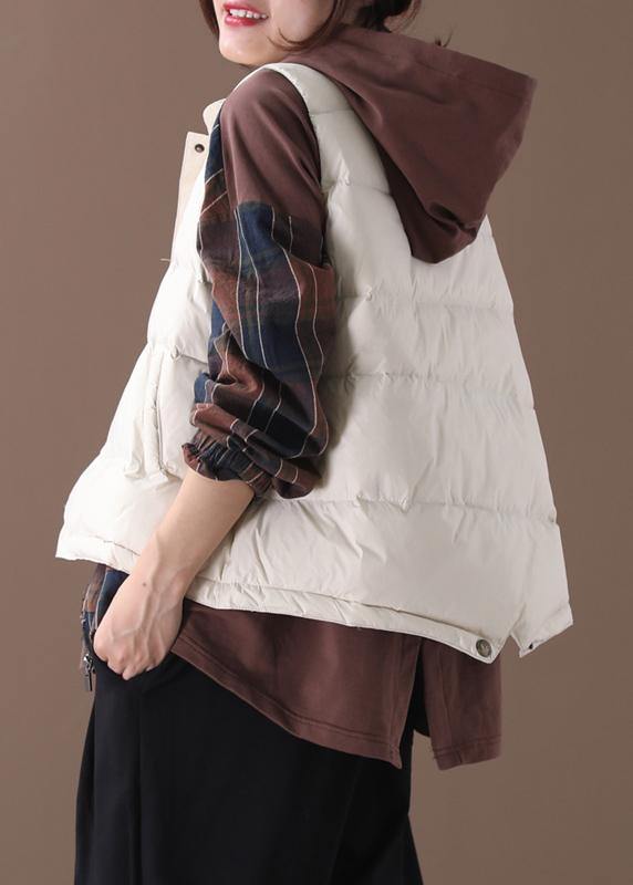 Warm beige Parkas trendy plus size snow jackets winter stand collar sleeveless outwear