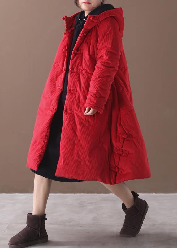 Warm red winter outwear plus size clothing snow jackets winter hooded coats