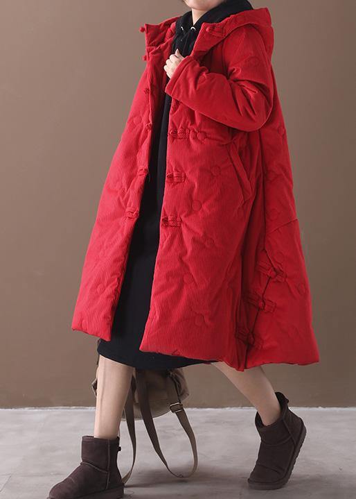 Warm red winter outwear plus size clothing snow jackets winter hooded coats