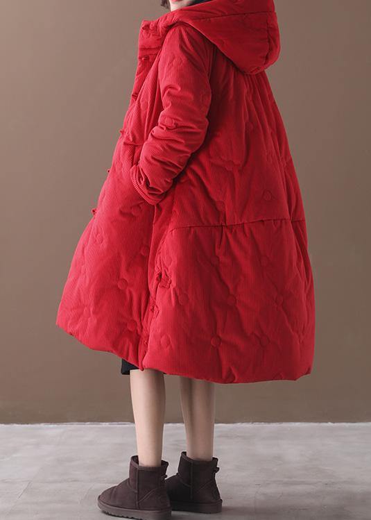 Warm red winter outwear plus size clothing snow jackets winter hooded coats