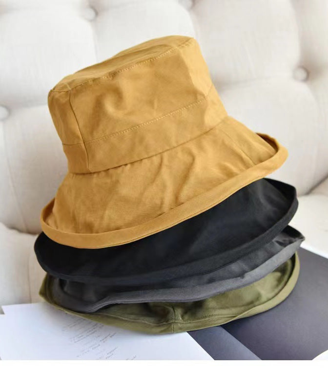 2025 Cute Yellow Cotton Flat Top Bucket Hat