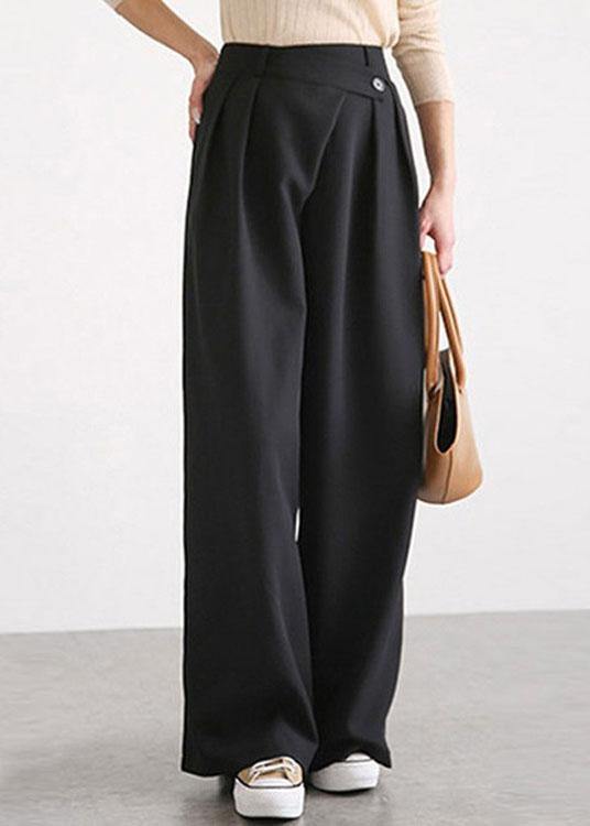 Women Casual Work Cross Button Design Wide Leg Pants