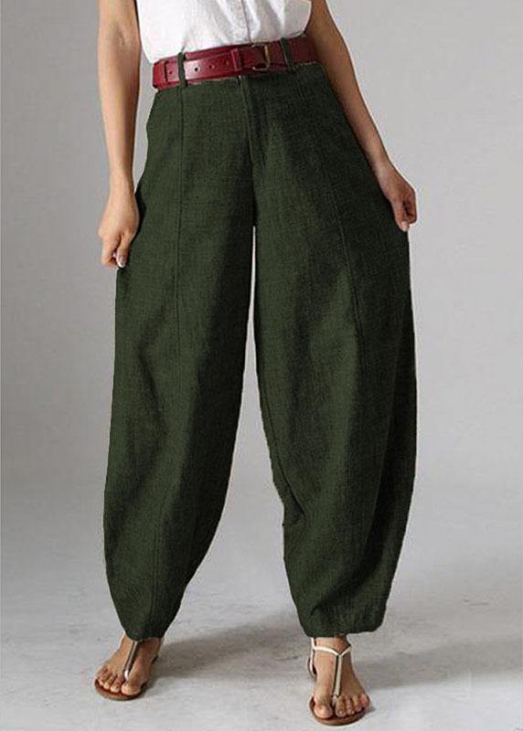 Women High Waist Button Solid Color Harem Pants with Pocket