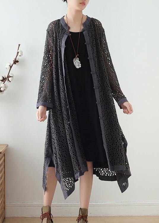 Women Hollow Out  Spring Black Loose Coat